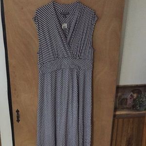 Sleeveless purple and black polka dotted dress